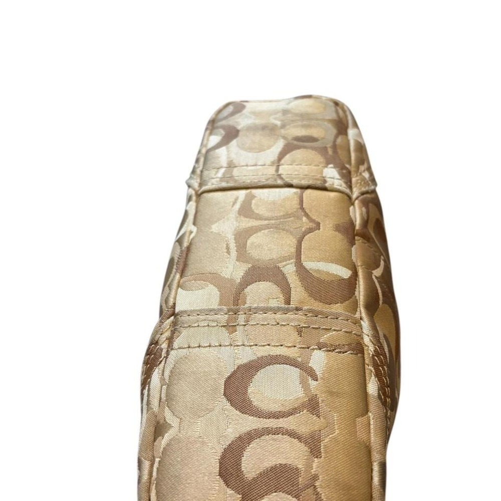 Y2k Coach Chelsea Signature‎ Khaki Beige Turnlock Optic Glam Hobo Shoulder Bag - Picture 6 of 8